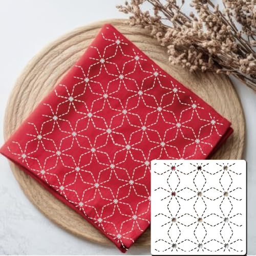 Sashiko Stencil 9pcs Reusable Plastic Templates 5.9 * 5.9 Inch Reusable Stencils Hand Quilting Stencils Embroidery Pattern Sewing Craft Paint Template - color: 9pcs
