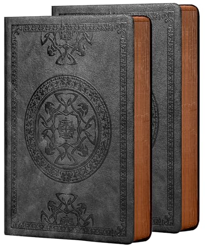 CAGIE Leather Journal for Men Women Vintage Notebook Diary, A5, 2 Pack - color: Black 2pc, size: A5