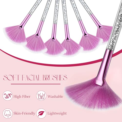 Maitys 9 Pieces Facial Fan Mask Brushes, Purple, Silver - color: Purple, Silver