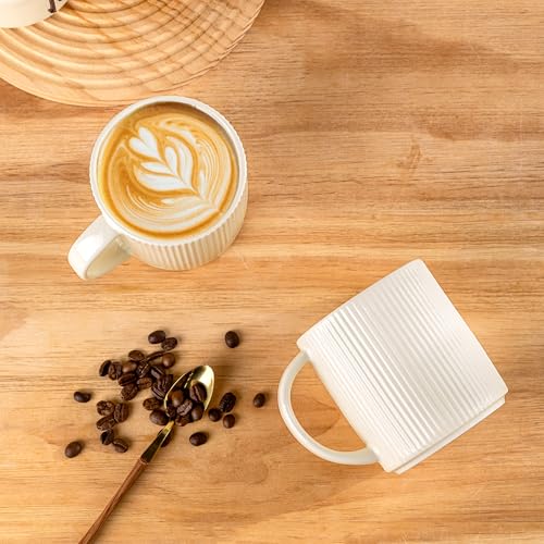 theterra Ceramic Coffee Mugs Set of 6, 14.2 oz Coffee Cups with Handle - color: Beige, size: 14 OZ (Set of 6)