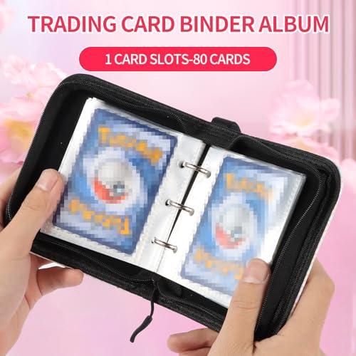 CLOKORIA Small 1 Pocket Card Binder for Cards,Mini Trading Card Binder Holder Fits 80 Cards with 40 Removable Sleeves,Card Collection Binder Album Book Case for TCG,MTG,Sports Games (Fish scales) - color: Fish scales