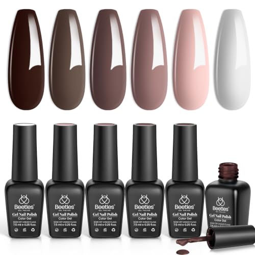 Beetles Brown Gel Polish Set, Caramel Cappuccino, 6 Colors Gel Polish Set - color: A - Creme | Brown | Caramel Cappuccino