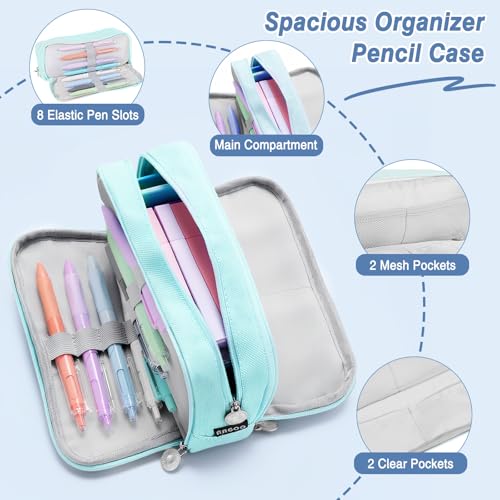 MoKo Pencil Case with Supplies, 59Pcs Aesthetic School Set, Blue - color: Blue-59P