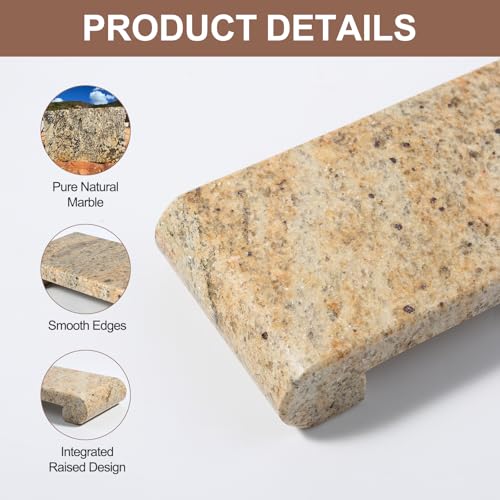 16"x4" Natural Marble Tray Pedestal Stand, Bathroom Counter Stone Trays - color: Kashmir Gold