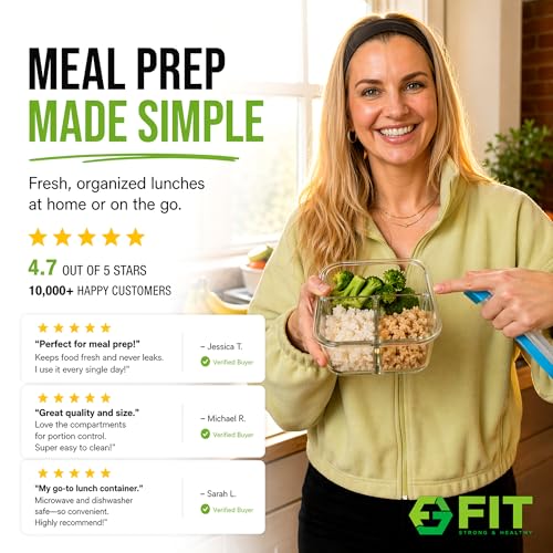 Glass Meal Prep Containers 2 and 3 Compartments, Leak-Proof, 32 oz, 4 Pack - color: Blue(2,3 compartment - 4 pack, 32oz)