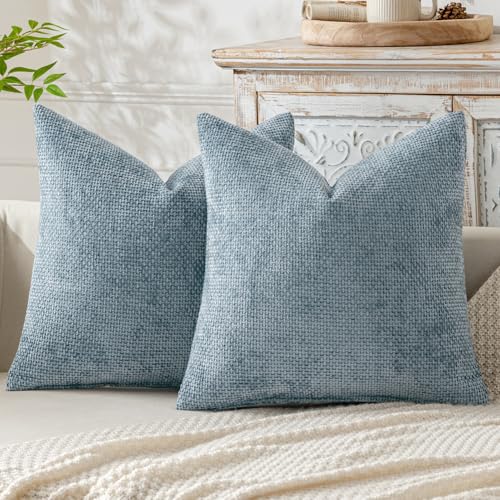 MIULEE Decorative Couch Throw Pillow Covers 18x18 Inch Coastal Blue 2 Pack - color: Coastal Blue, size: 18" x 18" (Pack of 2)