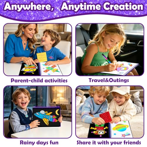 FUNNYB&G Foil Art Craft Kit for Kids, Sparkly Birthday Gift Toy for Boys - style: Space