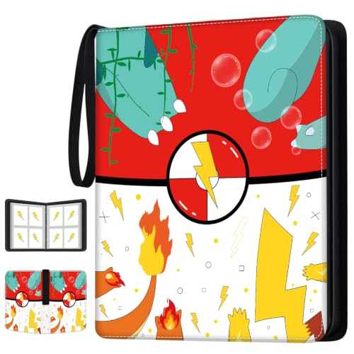 Trading Card Binder 4 Pocket Holds 400 Cards with 50 Removable Sleeves - size: Small