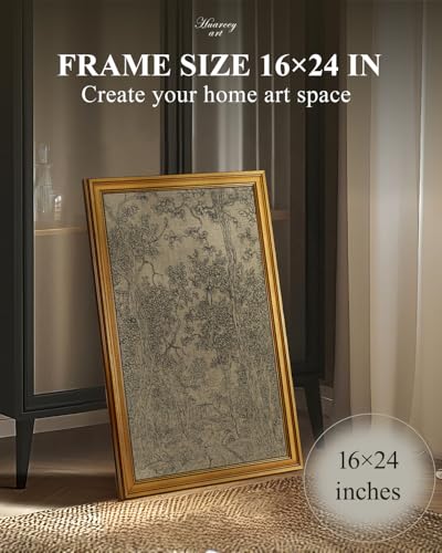 HUARCEY Gold Framed Canvas Wall Art, Antique Landscape Sketch, 16x24 Inch - color: Landscape Sketch, size: 24"L x 16"W