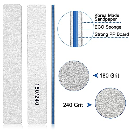 Nail File-Nail Files for Natural Nails 180/240 Grit, Emery Boards Nail Files Double Sided, 12 PCS Professional Manicure Tools for Nail Tech - size: 180/240 grit for natural nail
