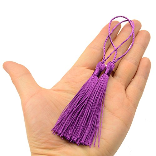 100Pcs 5 Inch Silky Bookmark Tassels for Jewelry, Souvenir(Aubergine) - color: Aubergine
