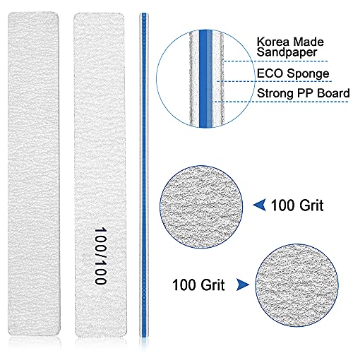 Nail Files-Nail File for Acrylic Nails 100/100 Grit, 12 PCS Nail Files Emery Boards for Acrylic Nails, Washable Thick Professional Manicure Tools for Nail Tech - size: 100/100 grit