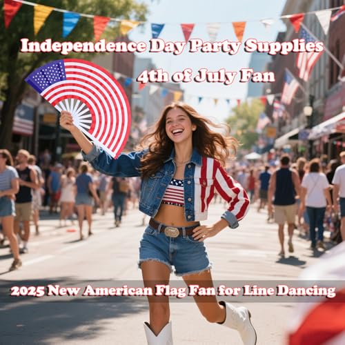 American Flag Fan-Folding Hand Fans-13 inch Large Rave Fan Popping Fan Clacking Fans for Line Dancing Outdoor,Wedding,Party,Decoration (American Flag,2 Packs) - color: American Flag