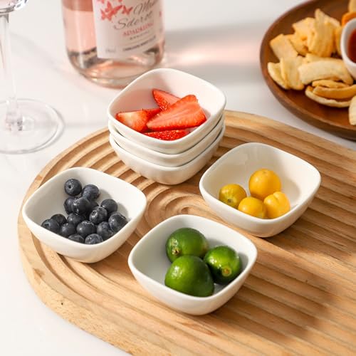 UIBFCWN 2oz Ceramic Dip Bowls Set, 20 PCS Soy Sauce Dish, Dipping Sauce Bowls/Dishes, Mini Square Serving Bowl for Side Dish, BBQ, Ketchup, Charcuterie Condiment - color: White, size: Square-20 Pack