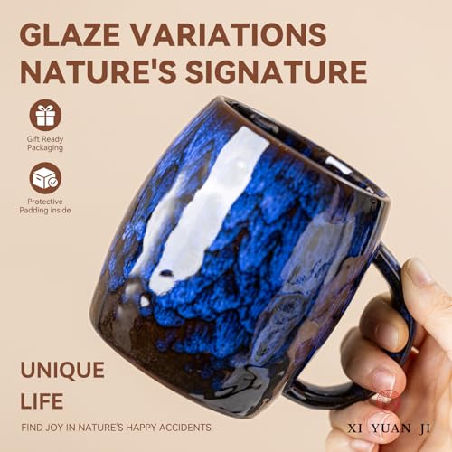 Deep Cobalt Ceramic Mug, 14oz Reactive Glaze Coffee Mug, Office Gift - color: 14OZ - Deep Cobalt · FOCUS