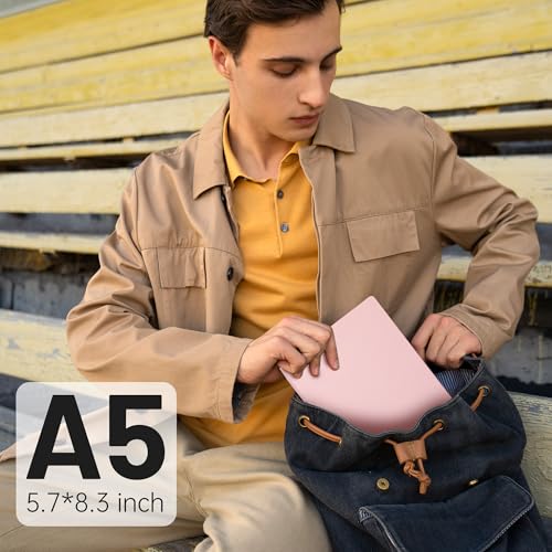 CAGIE College Ruled Journal for Men & Women, Softcover A5 Leather Notebook - color: Pink, size: 1 Pack
