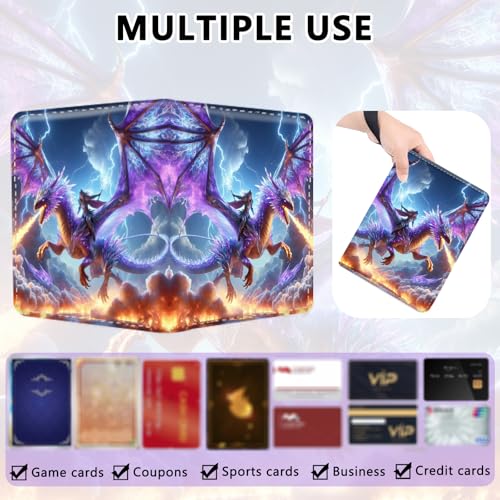 4 Pocket Trading Card Binder, Holds 400 Cards, Zipper Binder - color: Charizard Knight