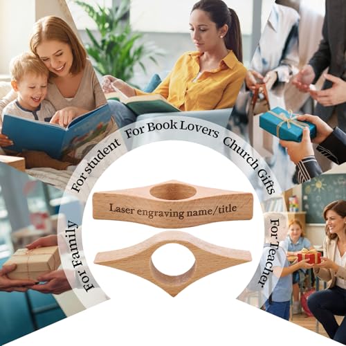 Resurhang 6 Pcs Wood Thumb Book Page Holder for DIY, Beech Wood, Grid - color: Beech Wood, size: Grid