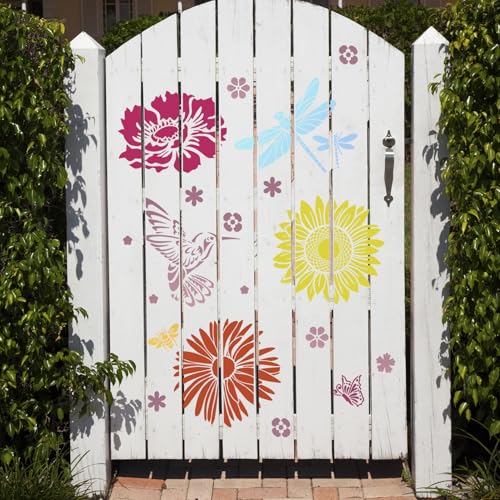 Large Flower Stencils for Walls 11.8inch Hummingbird Dragonfly Stencil - style: Nature