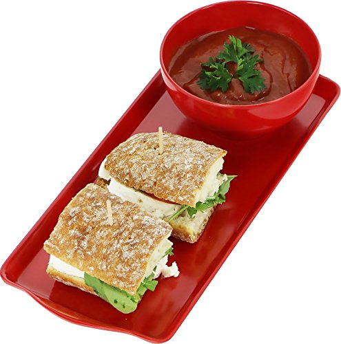 Reston Lloyd Melamine Plastic Tidbit Tray, BPA-Free, Food Safe, Multipurpose Platter Serving Tray, Bathroom/Table Organizer, Red - color: Red, size: 14.7" x 6.5" x 0.8"