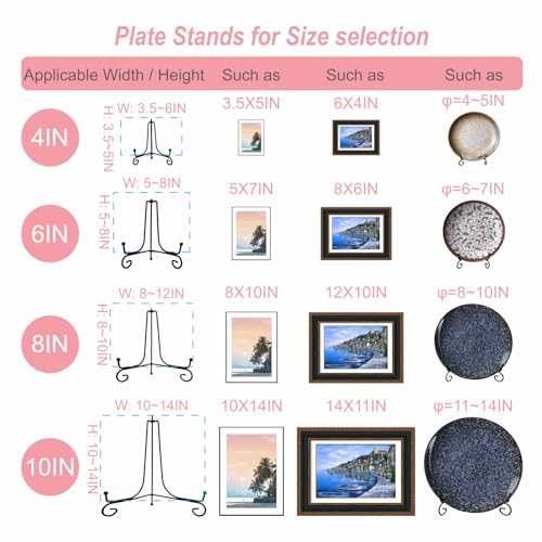 HENABLE 4PCS Premium Black Iron Plate Stands for Display Large 10 Inch - size: 4PCS 10IN