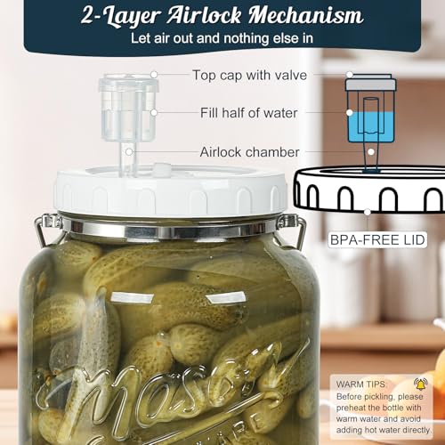1.5 Gallon Glass Fermentation Jars with Lids & Airlocks, 2 Pack - size: 1.5 Gallon