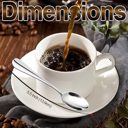 Demitasse Espresso Spoons, Mini Coffee Spoon, 5.5 Inch Stainless Steel Small Spoons for Dessert, Tea,Set of 6 - size: 5.5in