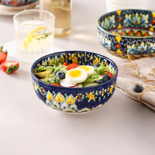 vancasso SIMI 28 oz Cereal Bowls Set of 6, Bohemian Ceramic Soup Bowls - size: 28OZ