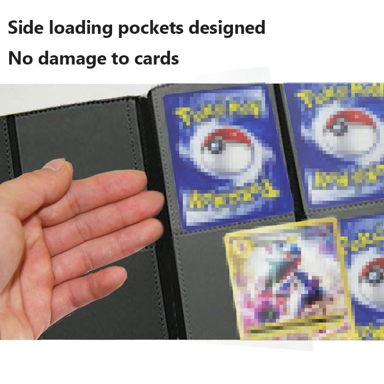 160 Pockets Trading Card Sleeves, Side Loading Pocket Binder, Album Pages Card Collector Coin Holders Wallets Sleeves Set (Black 160) - color: Black160