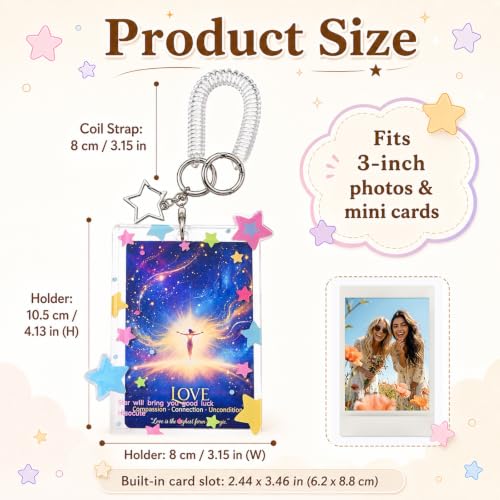 Cute Star Acrylic Photo Card Holder Keychain - color: Pink Stars