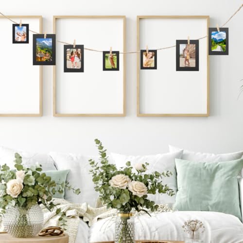 30Pcs Black Paper Photo Frames with String & Clips,3Size - color: Black, size: 3x4inch & 4x6inch & 5x7inch
