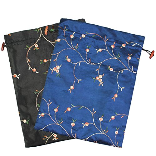 kilofly Embroidered Silk Jacquard Travel Bag, Lingerie & Shoes, Value Set of 2 - color: set2 C