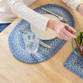Homespice Denim Braided Placemats Ideal as Table Mats, Oval 13x19 Set of 4 - color: Denim