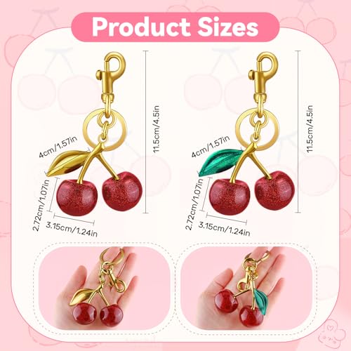 Cherry Bag Charm Cute Cherry Purse Charms Strawberry Keychain Best Gifts - color: A04 2pcs Cherry Charm