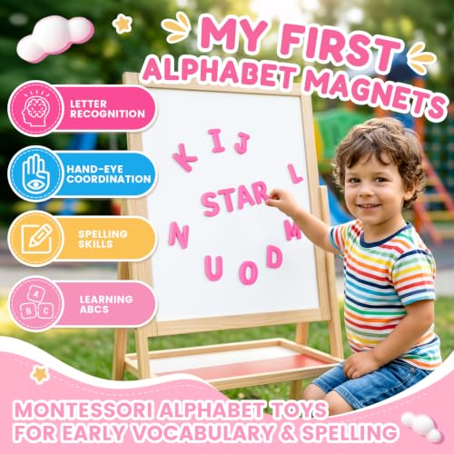 JoyCat Silicone Magnetic Alphabet Letters, 26 Uppercase (Pink) - color: Pink Color