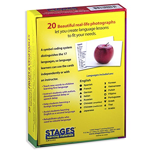 Lang-O-Learn Stages Learning Materials Stages Learning Materials ESL Fruits & Vegetables Vocabulary Cards Flashcards for English, Spanish, French, German, Chinese, Korean +More