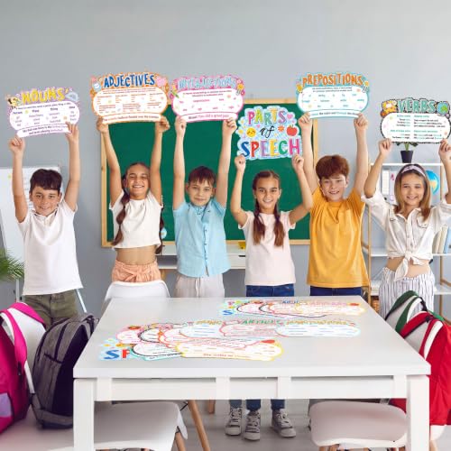 Pasimy 12 Pieces Parts of Speech Posters English Grammar Chart Language Bulletin Board Decor for Elementary Middle High School Teacher Educational Classroom Decoration Supplies (Composition) - style: Composition