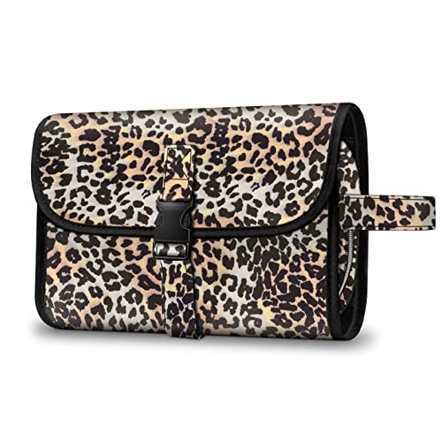 FINTIE Hanging Toiletry Bag Portable Travel Cosmetic Makeup Organizer - color: Leopard