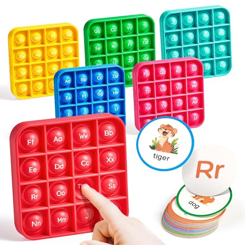 JoyCat Alphabet Bingo Game, 6 Silicone Boards & 26 Cards, Ages 3-5