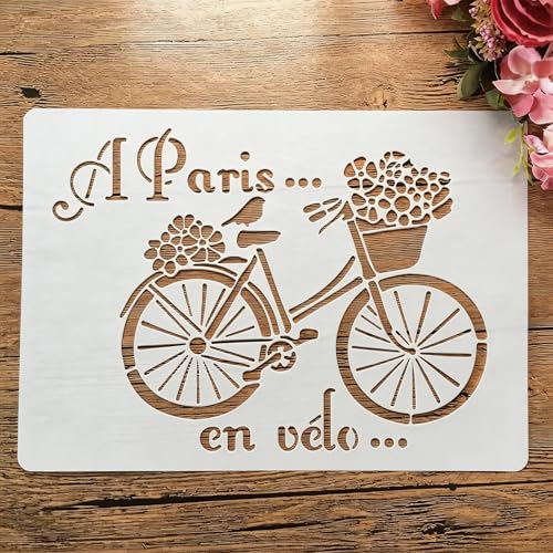 TIAMECH A4 Reusable Floral Bicycle Stencil for Painting - style: Flower Bicycle