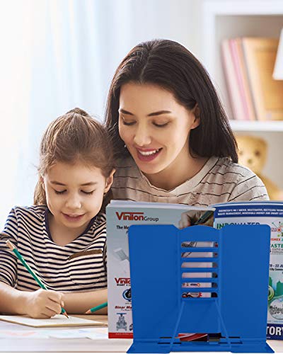 MSDADA Desk Book Stand Metal Reading Rest Book Holder Adjustable - color: Blue