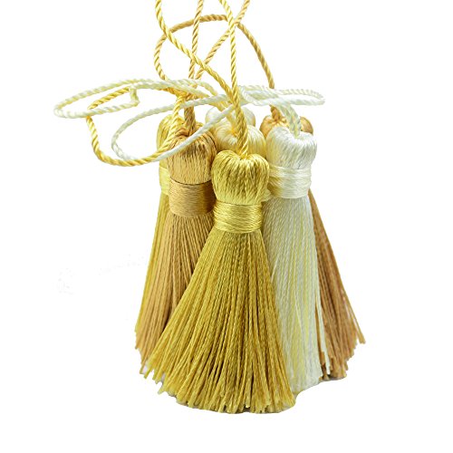 20Pcs 4.3 Inch Silky Mini Craft Tassels for Earrings, Souvenir(Light Gold) - color: Light Gold