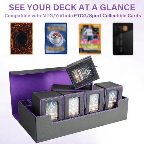Card Deck Box for MTG Commander, Large 6 in 1 Card Display Deck Case - color: Black & Purple, size: 6 Boxes Set