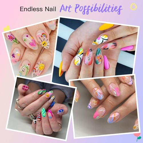 Biutee 12 Colors Nail Art Pens Set, 3D Nail Polish Pens 0.7mm Quick-Drying - color: MulticolorC
