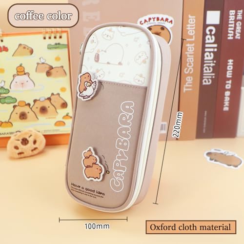 Capybara Pencil Case, Large Kawaii Pen Pouch for School and Office - style: Light Brown Capybara