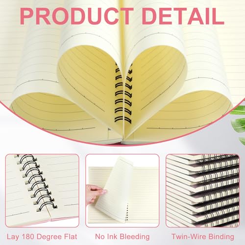 Yahenda 18 Pcs Spiral Notebooks, 1 Subject, Wide Ruled, Pink - color: Pink