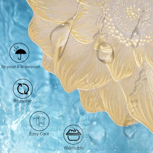 Gold Placemats Set of 6, Creative 3D Flower Placemats Waterproof Oil-Proof - color: Gold Flower