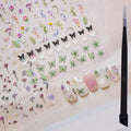 Flower Nail Stickers for Nail Art Decals Charms with Tweezers - color: Sunbeam Verse