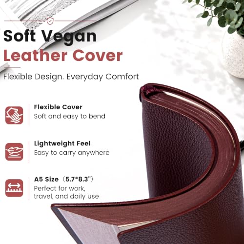 CAGIE College Ruled Journal for Men & Women, Softcover A5 Leather Notebook - color: Burgundy, size: 1 Pack
