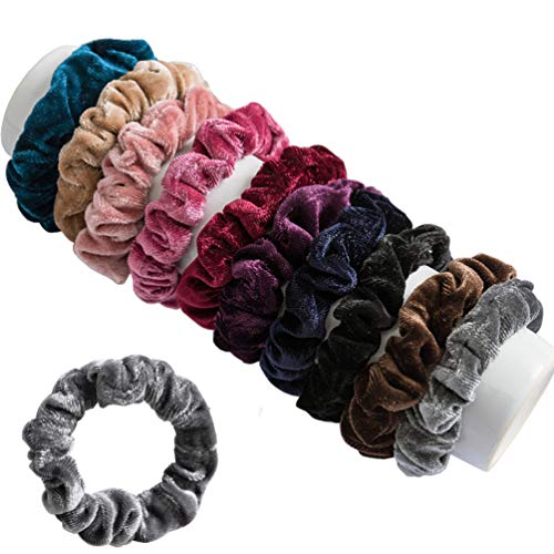 KINGMAS 10 Pcs Hair Ties Velvet Scrunchies, Elastic Flannelette Hair Bands